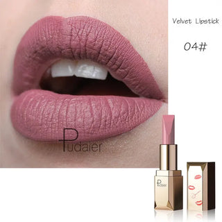 Pudaier Matte Lipstick Waterproof Lip Makeup 26 Colors Long Lasting Moisturizer Lip Tint Korean Black Velvet Nude Matte Lipstick - Alodia Store