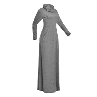 Women Warm Dress With Pocket Casual Solid Vintage Autumn Winter Maxi Dress Robe Bow Neck Long Elegant Dress Vestidos Female Body ALODIA STORE
