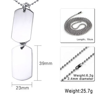 Vnox Stainless Steel Double Dog Tag Necklace for Men High Polished Pendant ID Men Jewelry 24" Chain Necklace ALODIA STORE