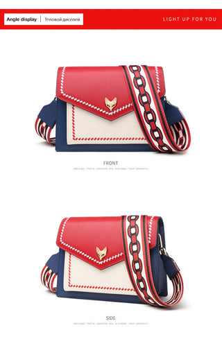 FOXER Brand Women Messenger Crossbody Bag Lady Colorful Panelled Flap Designer Shoulder Bag Small Split Leather Purse for Female ALODIA STORE