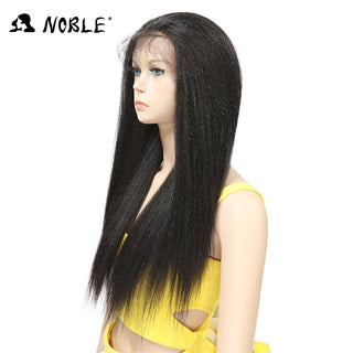 Noble Synthetic Lace Front Wig Long Kinky Straight Baby Hair 26 Inch Wigs For Black Women 0mbre wig Lace Front Synthetic Wigs ALODIA STORE