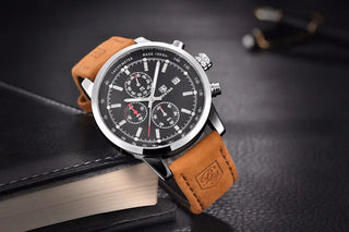BENYAR Brand Sport Men Watch Top Brand Luxury Male Leather Waterproof Chronograph Quartz Military Wrist Watch Men Clock saat ALODIA STORE