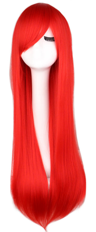 QQXCAIW Long Straight Cosplay Wig Black Purple Pink Blue Sliver Gray Blonde White Orange Brown Synthetic Hair Wigs ALODIA STORE