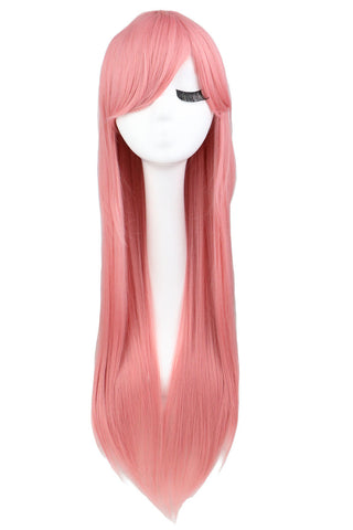 QQXCAIW Long Straight Cosplay Wig Black Purple Pink Blue Sliver Gray Blonde White Orange Brown Synthetic Hair Wigs ALODIA STORE