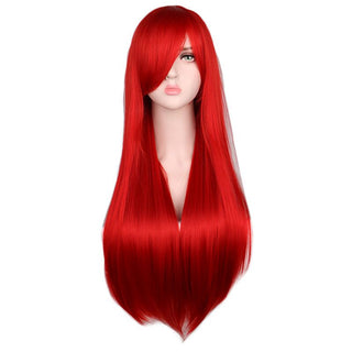 QQXCAIW Long Straight Cosplay Wig Black Purple Pink Blue Sliver Gray Blonde White Orange Brown Synthetic Hair Wigs ALODIA STORE