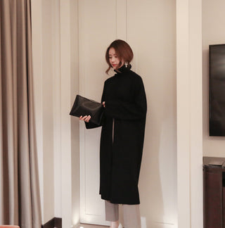 2023 Korean Style Turtleneck Long fall winter Sweater Dress Side split Female Pullover mujer sueteres ALODIA STORE
