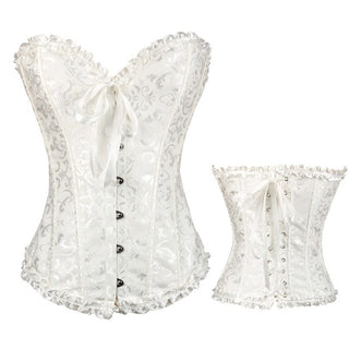Gothic Corset Corselette Women's Corsets Steampunk Plus Size Overbust Corsage White Bodice Tops Sexy Lace Up Bustier S-6XL ALODIA STORE
