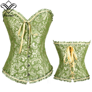 Gothic Corset Corselette Women's Corsets Steampunk Plus Size Overbust Corsage White Bodice Tops Sexy Lace Up Bustier S-6XL ALODIA STORE