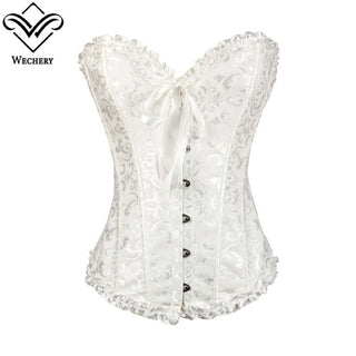 Gothic Corset Corselette Women's Corsets Steampunk Plus Size Overbust Corsage White Bodice Tops Sexy Lace Up Bustier S-6XL ALODIA STORE