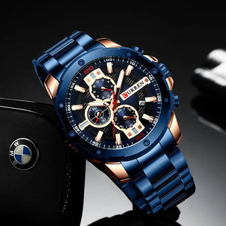 CURREN Men Watch Top Brand Stainless Steel Mens Watches Chronograph Quartz Watch Men Sports Clock Relogio Masculino Reloj Hombr ALODIA STORE