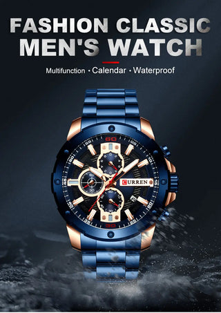 CURREN Men Watch Top Brand Stainless Steel Mens Watches Chronograph Quartz Watch Men Sports Clock Relogio Masculino Reloj Hombr ALODIA STORE
