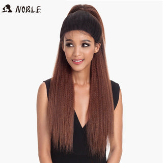 Noble Synthetic Lace Front Wig Long Kinky Straight Baby Hair 26 Inch Wigs For Black Women 0mbre wig Lace Front Synthetic Wigs ALODIA STORE