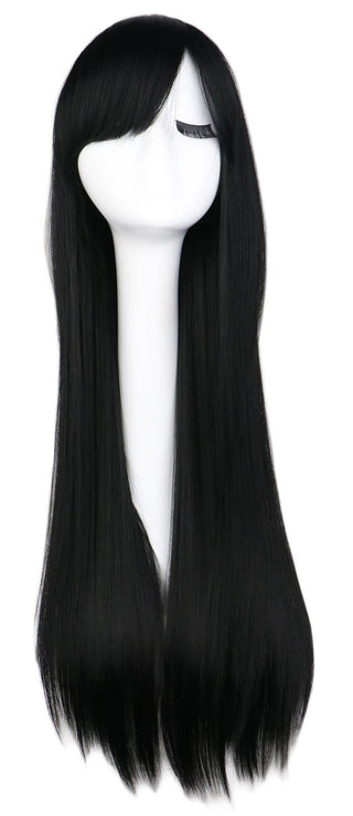 QQXCAIW Long Straight Cosplay Wig Black Purple Pink Blue Sliver Gray Blonde White Orange Brown Synthetic Hair Wigs ALODIA STORE