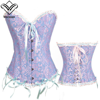 Gothic Corset Corselette Women's Corsets Steampunk Plus Size Overbust Corsage White Bodice Tops Sexy Lace Up Bustier S-6XL ALODIA STORE