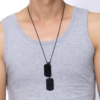 Vnox Stainless Steel Double Dog Tag Necklace for Men High Polished Pendant ID Men Jewelry 24" Chain Necklace ALODIA STORE