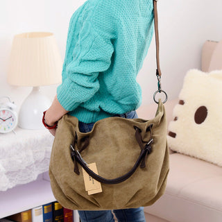 Women Canvas Messenger Bags Female Crossbody Bags Solid Shoulder Bag Fashion Casual Designer Female Handbag Large Capacity Tote ALODIA STORE
