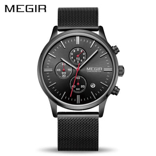 MEGIR Watch Men Stainless Steel Quartz Men Watches Chronograph Watch Clock Men Relogio Masculino for Male Students Relogios ALODIA STORE
