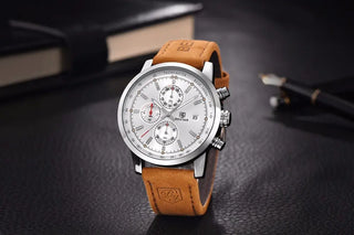 BENYAR Brand Sport Men Watch Top Brand Luxury Male Leather Waterproof Chronograph Quartz Military Wrist Watch Men Clock saat ALODIA STORE