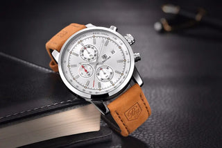 BENYAR Brand Sport Men Watch Top Brand Luxury Male Leather Waterproof Chronograph Quartz Military Wrist Watch Men Clock saat ALODIA STORE