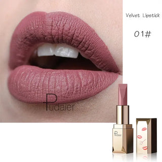 Pudaier Matte Lipstick Waterproof Lip Makeup 26 Colors Long Lasting Moisturizer Lip Tint Korean Black Velvet Nude Matte Lipstick - Alodia Store