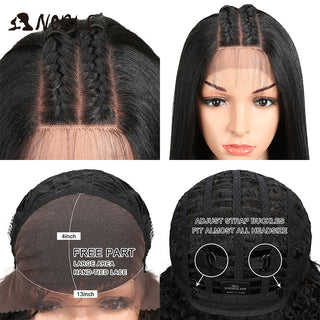 Noble Synthetic Lace Front Wig Long Kinky Straight Baby Hair 26 Inch Wigs For Black Women 0mbre wig Lace Front Synthetic Wigs ALODIA STORE