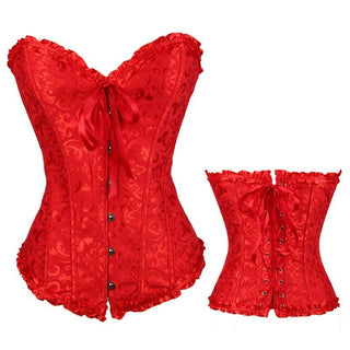 Gothic Corset Corselette Women's Corsets Steampunk Plus Size Overbust Corsage White Bodice Tops Sexy Lace Up Bustier S-6XL ALODIA STORE
