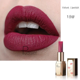 Pudaier Matte Lipstick Waterproof Lip Makeup 26 Colors Long Lasting Moisturizer Lip Tint Korean Black Velvet Nude Matte Lipstick - Alodia Store