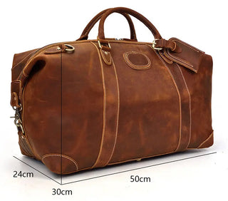 100% Genuine Crazy Horse Leather Men Travel Bags With Rivet Big HandBag For Male Cowhide Duffel Bag Mans Travelling Bag luxury ALODIA STORE