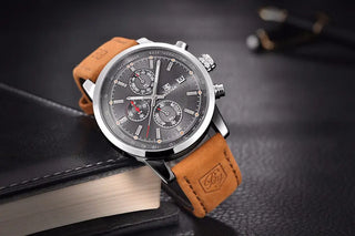BENYAR Brand Sport Men Watch Top Brand Luxury Male Leather Waterproof Chronograph Quartz Military Wrist Watch Men Clock saat ALODIA STORE
