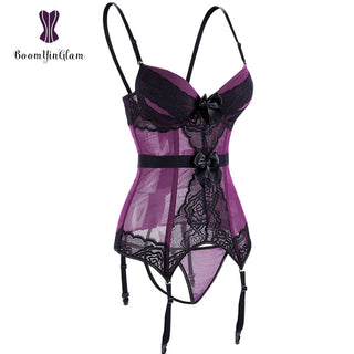 Body de talla grande de encaje para mujer, corsé sin espalda con tirantes y lazo, 944 ALODIA STORE