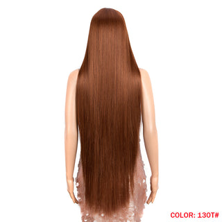 38 inch Straight Hair Synthetic Lace Front Wigs For Women High Temperature Fiber Ombre Blonde Highlight Cosplay Wig FASHION IDOL ALODIA STORE
