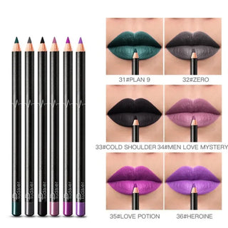 6 12Pcs/Set Waterproof Pencil Lipstick Set Pen Matte Lip Liner Long Lasting Makeup Pens Easy to Wear Non-stick Cup карандаш для ALODIA STORE