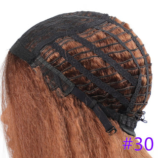 Long Kinky Straight Synthetic Wigs for Black Women Black Brown Blonde Ginger Red White Hair Afro Wigs Synthetic STW Hair Wigs ALODIA STORE