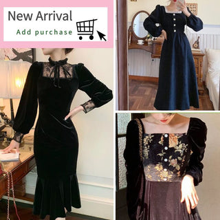 French Lace Vintage Dress Puffer Sleeve ALODIA STORE