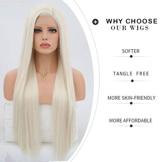 Charisma Blonde Wig Synthetic Lace Front Wig for Women Long Silky Straight Hair Natural Hairline Side Part Cosplay Wigs ALODIA STORE