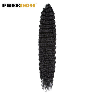 FREEDOM Synthetic Long Curly Wave Crochet Hair 32 Inch Synthetic Braiding Hair Natural Wavy Ombre Blonde Red Hair Extensions ALODIA STORE