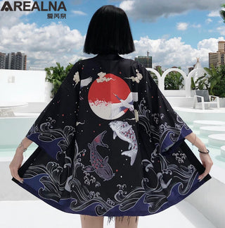 Haori Yukata Men Korean Samurai Japanese Kimono Traditional Clothing Vintage Crane Anime Kimono Beach Girls Cosplay Dress Shirts ALODIA STORE