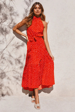 Summer Long Dress Polka Dot Casual Dresses Black Sexy Halter Strapless New 2023 ALODIA STORE