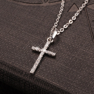 Fashion Female Cross Pendants dropshipping Gold Black Color Crystal Jesus Cross Pendant Necklace Jewelry For Men/Women Wholesale ALODIA STORE