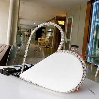 Luxury Colored Diamond Half Moon Women Purses and Handbags Evening Bag Serpentine Designer Party Clutch Bag Chic Wedding Bag ALODIA STORE