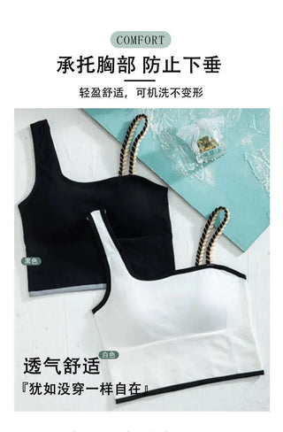 Fashion Top With hemp rope Women Tanks With Chest Pad Tees T Shirt CropTop Knitted Clothing Sexy Girls For Women Black ALODIA STORE