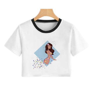 Summer Fashion Harajuku Sexy Tank Crop Top White Femme Clothes Women Cute Flower Season Girl Printed Croptop Short Sleeve ALODIA STORE