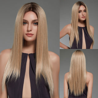 EASIHAIR Bright Blonde Lace Front Wigs Long Straight Natural Hair Wigs for Women Lace Frontal Synthetic Wig Heat Resistant ALODIA STORE