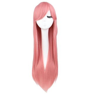 QQXCAIW Long Straight Cosplay Wig Black Purple Pink Blue Sliver Gray Blonde White Orange Brown Synthetic Hair Wigs ALODIA STORE