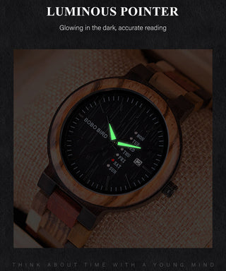 BOBO BIRD Luxury Wood Couple Watches for Men Watch Auto Date Man Watch for Women Handmade Quartz Wristwatch Relogio Masculino ALODIA STORE