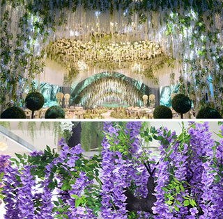 12Pcs Wisteria Artificial Flower Rattan Wreath Arch Wedding Home Garden Office Decoration pendant Plant Wall Decoration ALODIA STORE