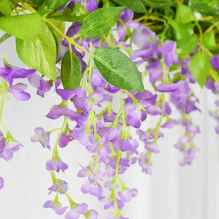Wisteria Artificial Flower Vine Ivy Leaf Garland Silk Rose Flowers Rattan String Vine Wedding Arch Flower Home Garden Decoration ALODIA STORE