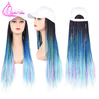 Box Braids Baseball Cap Wig 24inch Long Synthetic Braid Wigs Hat with Braiding Hair Extensions For Black Women Adjustable Size ALODIA STORE