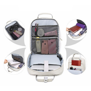 Waterproof Stylish Laptop Backpack Women 13.3 14 15.6 inch Korean Fashion Oxford Canvas USB College Backpack Bag Female Mochila ALODIA STORE