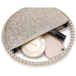 Luxury Colored Diamond Half Moon Women Purses and Handbags Evening Bag Serpentine Designer Party Clutch Bag Chic Wedding Bag ALODIA STORE